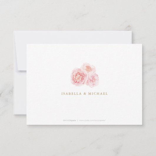 Cartons Réponse Élégante calligraphie or & mariage floral roux (Dos)