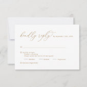 Cartons Réponse Élégante calligraphie Or Répondre Kindly Mariage (Devant)