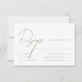 Cartons Réponse Élégante calligraphie Sage Green Meal Mariage (Devant)