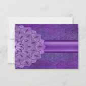 Cartons Réponse Élégante calligraphie simple violet Mandala Mariag (Dos)