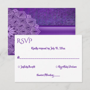 Cartons Réponse Élégante calligraphie simple violet Mandala Mariag