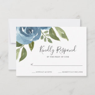 Cartons Réponse Elégante couleur bleu azur Mariage floral