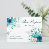 Cartons Réponse Elégante couleur bleue Aquarelle Fleur Mariage car (Debout devant)