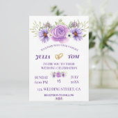 Cartons Réponse Elégante couleur d'eau violet Mariage floral (Debout devant)