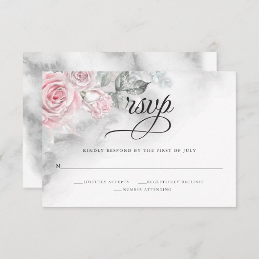 Cartons Réponse Elégante couleur gris Aquarelle rose Roses Barefoo (Devant / Derrière)