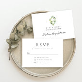 Cartons Réponse Elégante Croix Botanique Verte Première Communion