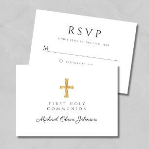 Cartons Réponse Elégante Croix Religieuse Première Communion Saint