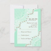 Cartons Réponse Elégante dentelle blanche avec perles mariage à la (Devant)