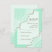 Cartons Réponse Elégante dentelle blanche avec perles mariage à la (Devant / Derrière)