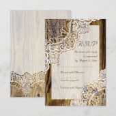 Cartons Réponse Elégante dentelle blanche rustique sur le mariage (Devant / Derrière)