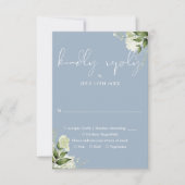 Cartons Réponse Elégante Dusty Blue Greenery Floral Mariage (Devant)