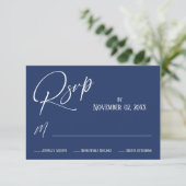 Cartons Réponse Élégante, écriture moderne Simple Marine Bleu (Debout devant)