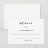 Cartons Réponse Elégante Faux Rose Gold Star de David | Bat mitzva (Devant / Derrière)