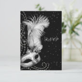 Cartons Réponse Élégante fête de mascarade noire blanche (Debout devant)