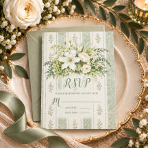 Élégante flore verdure vintage mariage vert sauge