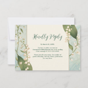 Cartons Réponse Elégante Lily de la vallée Floral Mariage Horiz