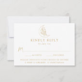 Cartons Réponse Élégante Lune et Stars Gold Meal Choice Mariage (Devant)