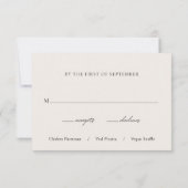 Cartons Réponse Élégante Mariage classique beige (Dos)