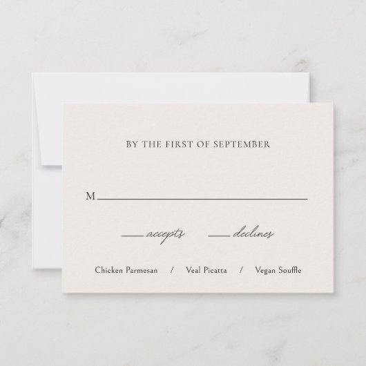 Cartons Réponse Élégante Mariage classique beige (Dos)