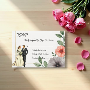 Cartons Réponse Élégante Mariée De Cadre Floral Et Mariage Chic Gr