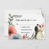 Cartons Réponse Élégante Mariée Et Mariage Floral De L'Aquarelle D (Devant)