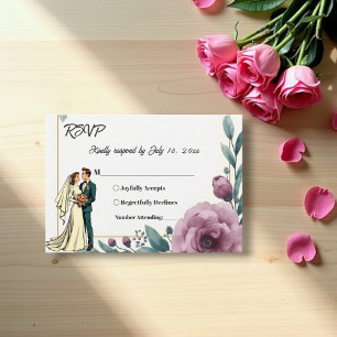 Cartons Réponse Élégante Mariée Florale Et Mariage De Boho Groom