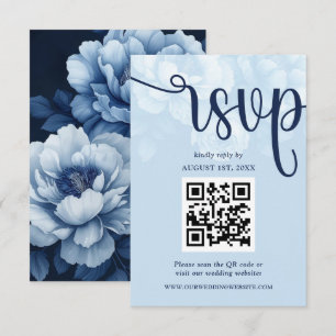 Cartons Réponse Elégante Marine Blue Floral Peony