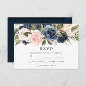 Cartons Réponse Elégante marine moderne & Blush All Seasons Mariag (Devant / Derrière)