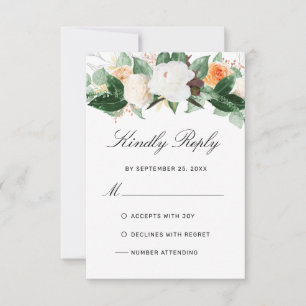Cartons Réponse Elégante Pêche blanc Aquarelle Mariage de automne
