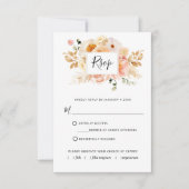 Cartons Réponse Élégante Pêche Florale avec ou sans choix de repas (Devant)