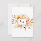 Cartons Réponse Élégante Pêche Florale avec ou sans choix de repas (Dos)