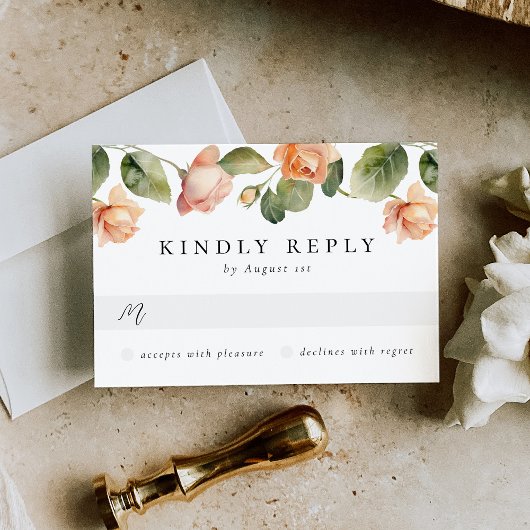 Cartons Réponse Élégante Pêche Rose choix de repas Mariage R