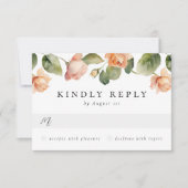 Cartons Réponse Élégante Pêche Rose choix de repas Mariage R (Devant)