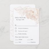 Cartons Réponse Elégante Peony-RSVP beige simple avec choix de rep (Devant / Derrière)