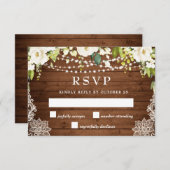 Cartons Réponse Elégante Roses Blanches Dentelle verte Mariage rus (Devant / Derrière)