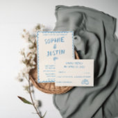 Cartons Réponse Élégante Typographie de Script Bleu Mariage Minima