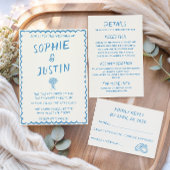 Cartons Réponse Élégante Typographie de Script Bleu Mariage Minima