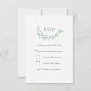 Cartons Réponse Elégante verdure Aquarelle Mariage de couronne