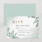 Cartons Réponse Elégante verdure Eucalyptus Feuille Mariage (Devant / Derrière)