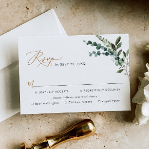 Cartons Réponse Élégante verdure rustique Mariage d'or Options de