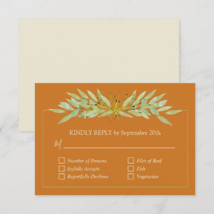 Cartons Réponse Elégante verdure sur Ochre Mariage