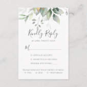 Cartons Réponse Élégantes feuilles de eucalyptus verdure or mariag (Devant)