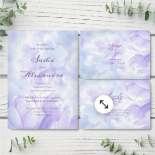 Cartons Réponse Élégantes Fleurs de Lilas Violet Clair Mariage