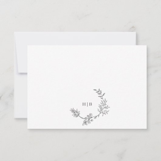 Cartons Réponse Élégantes fleurs de serres | Mariage double monogr (Dos)