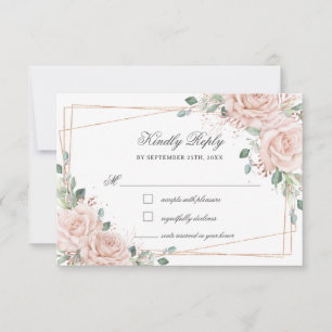 Cartons Réponse Élégantes Roses Roses Fleurs Rose Or Mariage