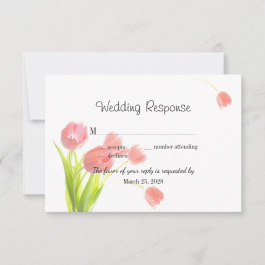 Cartons Réponse Élégantes Tulipes Roses Douces (Devant)