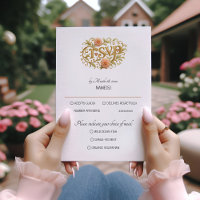 Élégants Dahlies Rose Mariage Écriture Dorée