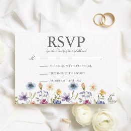 Cartons Réponse Élégants fleurs sauvages aquarelle Mariage de prin