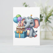 Cartons Réponse Éléphant d'anniversaire 14 ans (Debout devant)
