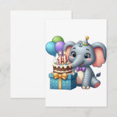 Cartons Réponse Éléphant d'anniversaire 14 ans (Devant / Derrière)